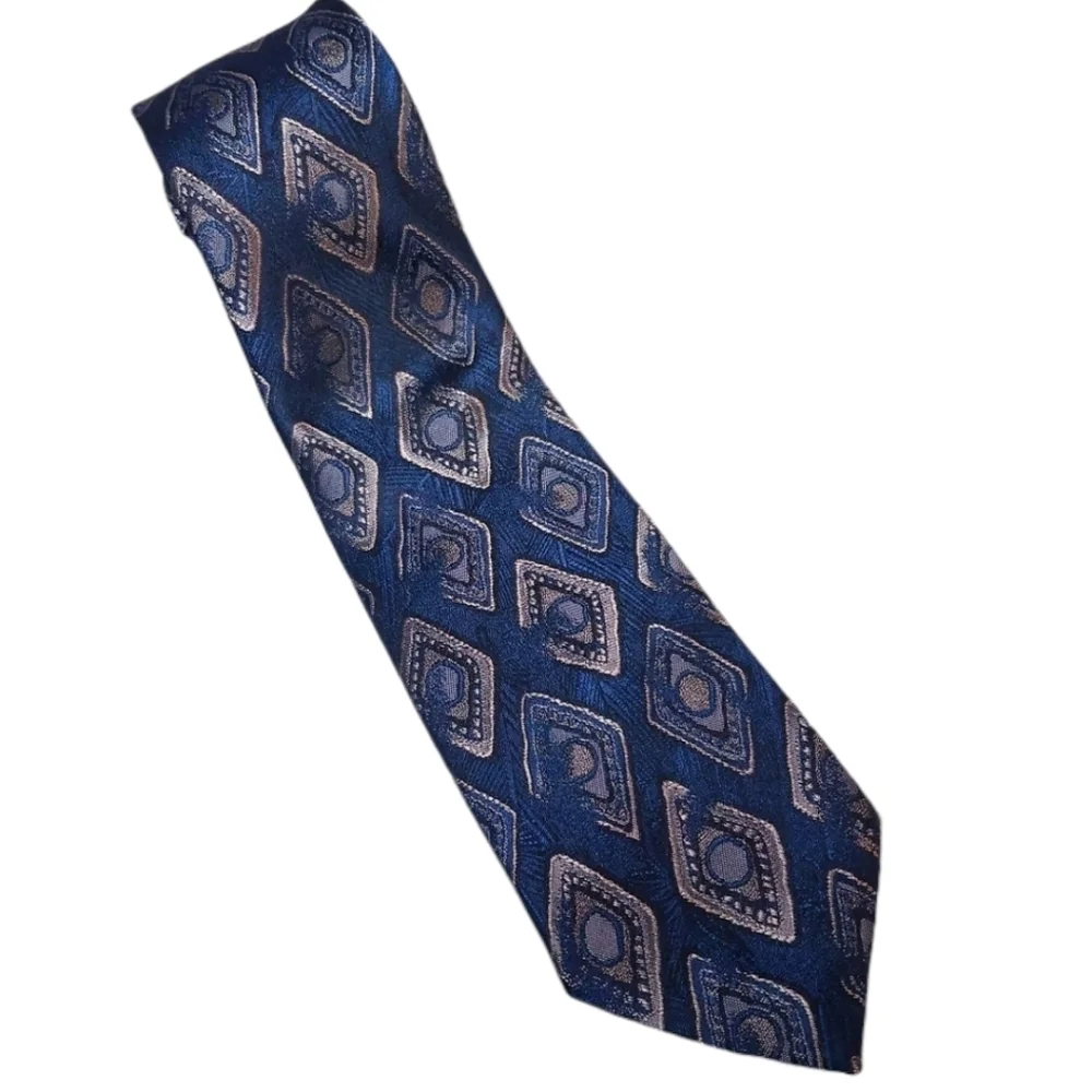 Oscar De La Renta Men's Tie Studio Black Blue Beige Made in the USA